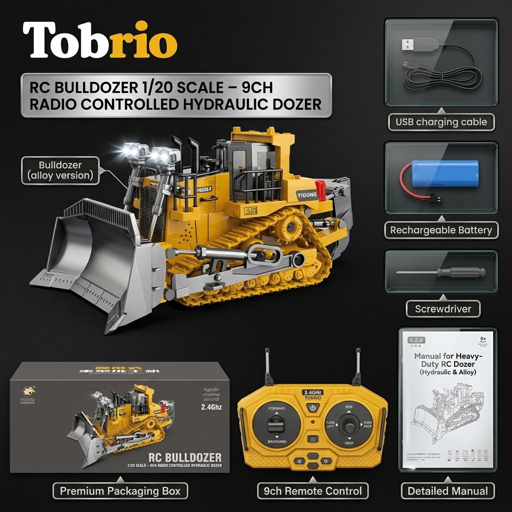 RC Bulldozer 1/20 Scale – 9ch Radio Controlled Hydraulic Dozer
