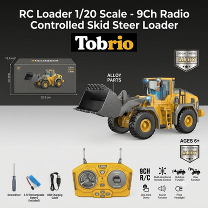 RC Loader 1/20 Scale - 9Ch Radio Controlled Skid Steer Loader