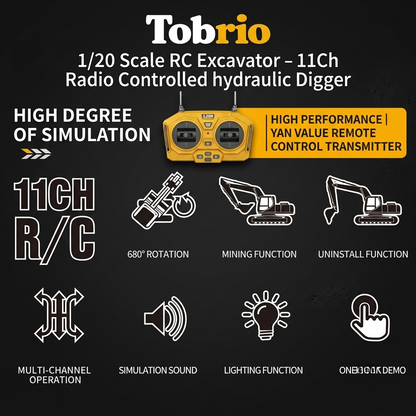 1/20 Scale RC Excavator – 11Ch Radio Controlled hydraulic Digger